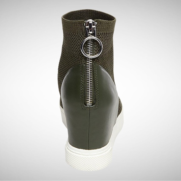 Steve Madden Lizzy Wedge Sneakers Olive Green 8 - Picture 3 of 10